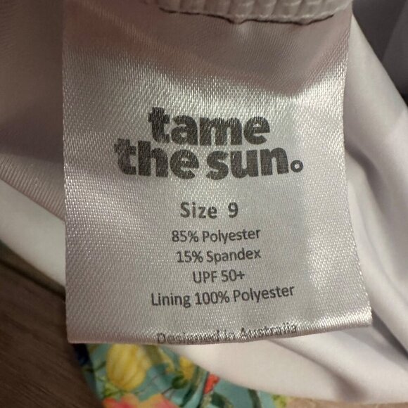 TAME THE SUN GIRLS 1 PIECE SWIM SUIT SIZE 9 BIRD BLUE FLORAL RUFFLES - Picture 4 of 7